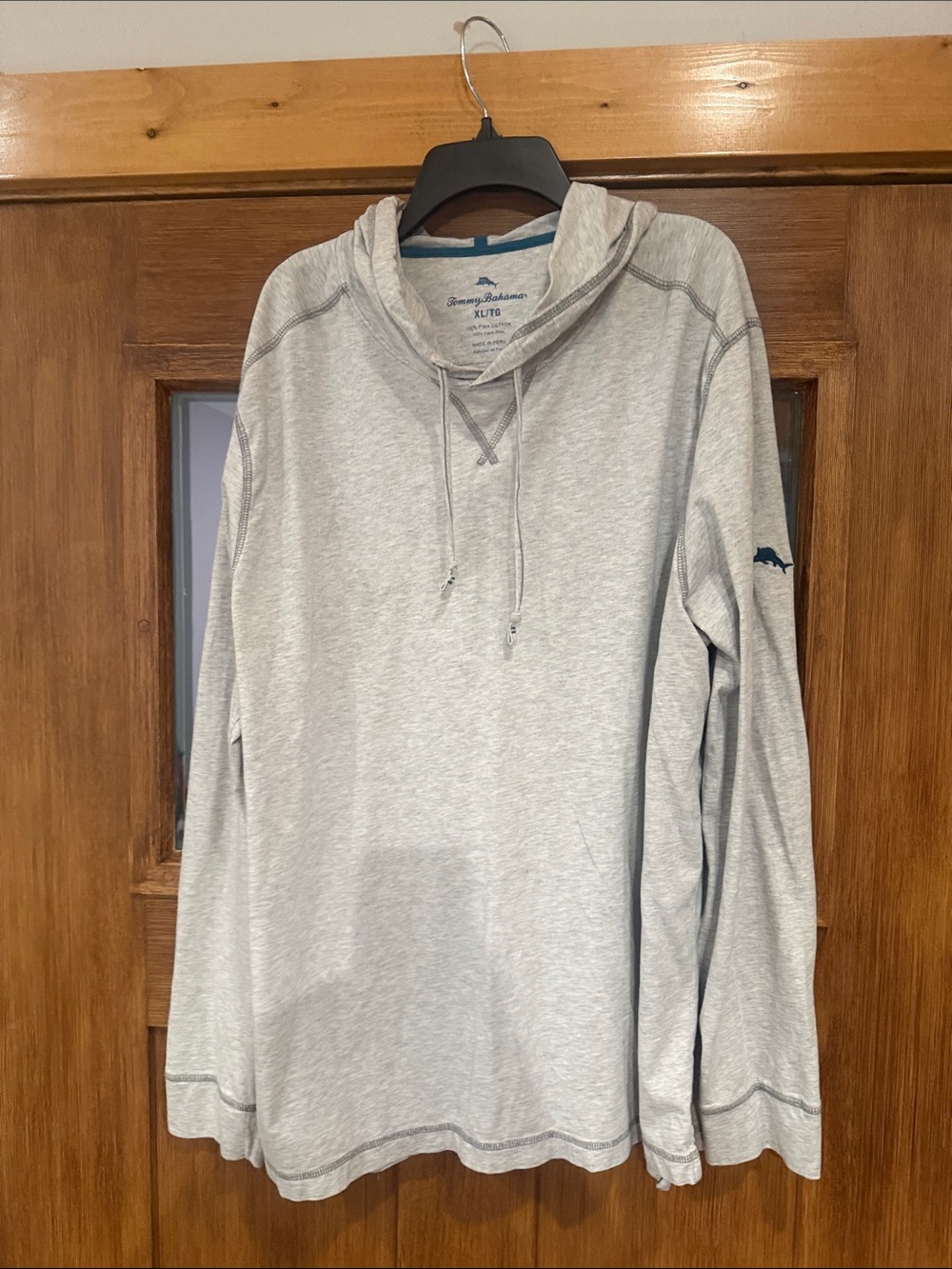 Tommy Bahama Light Gray Long-Sleeve Hooded Pullover xl